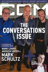 Cover of CCM Digital, 1 Dec 2017, featuring Andrew Greer, Mark Lowry, Mark Schultz