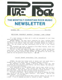 Cover of Pure Rock Newsletter, Dec 1986 v. 1, i. 4