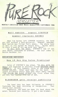 Pure Rock, September 1986 #1 featuring 