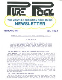 Cover of Pure Rock Newsletter, Feb 1987 v. 1, i. 6