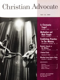 Cover of Christian Advocate, 15 May 1969 v. 13, i. 10, featuring Guitars and Worship